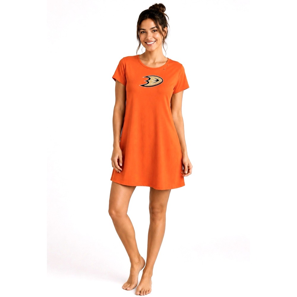 NEW! Concepts Sport NHL Anaheim Ducks Sleepwear Pajama Shirt Dress Orange M